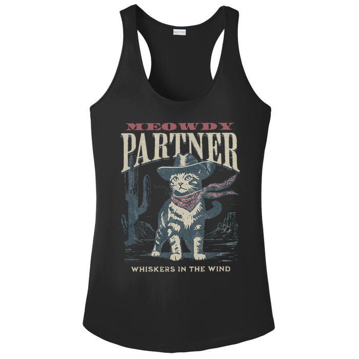 Meowdy Partner Cowboy Cat Country Western Ladies PosiCharge Competitor Racerback Tank