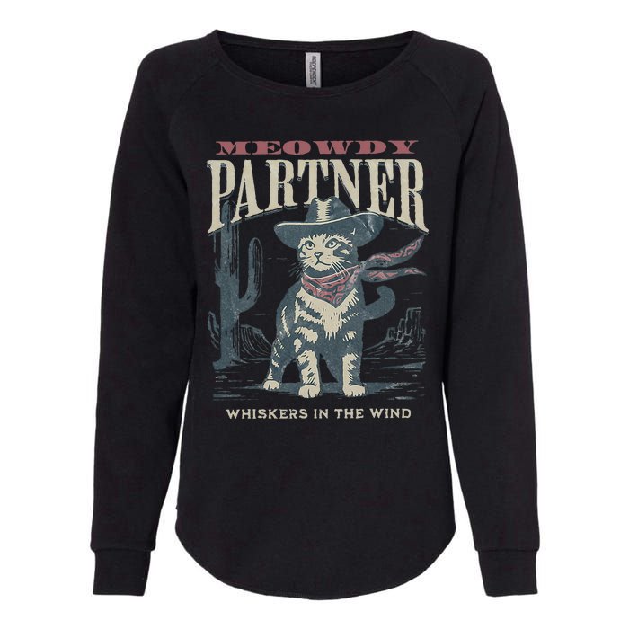 Meowdy Partner Cowboy Cat Country Western Womens California Wash Sweatshirt