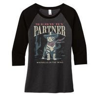 Meowdy Partner Cowboy Cat Country Western Women's Tri-Blend 3/4-Sleeve Raglan Shirt