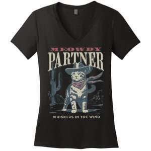 Meowdy Partner Cowboy Cat Country Western Women's V-Neck T-Shirt