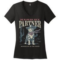 Meowdy Partner Cowboy Cat Country Western Women's V-Neck T-Shirt