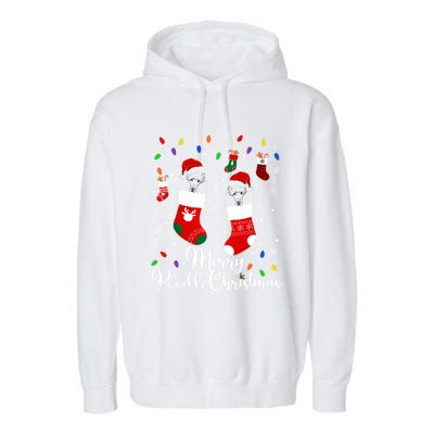 Merry Poodle Christmas Poodle Xmas Party Poodle Cool Gift Garment-Dyed Fleece Hoodie