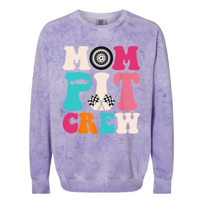 Mom Pit Crew Race Car Birthday Party Racing Mothers Day Colorblast Crewneck Sweatshirt