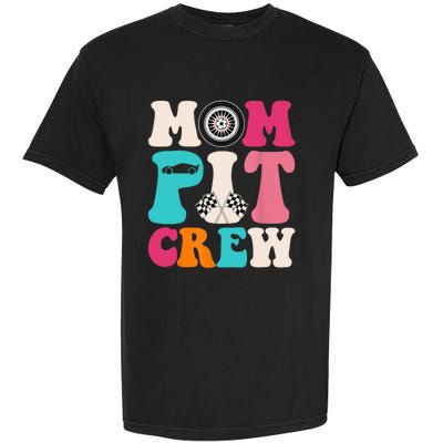 Mom Pit Crew Race Car Birthday Party Racing Mothers Day Garment-Dyed Heavyweight T-Shirt