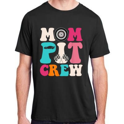 Mom Pit Crew Race Car Birthday Party Racing Mothers Day Adult ChromaSoft Performance T-Shirt