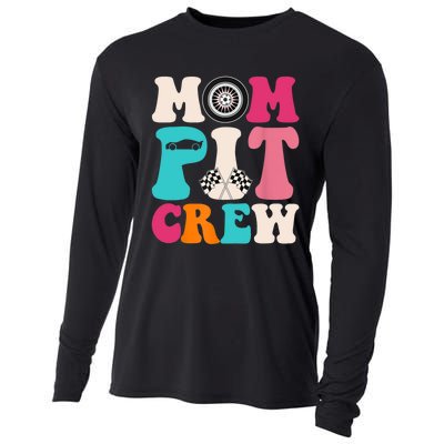 Mom Pit Crew Race Car Birthday Party Racing Mothers Day Cooling Performance Long Sleeve Crew