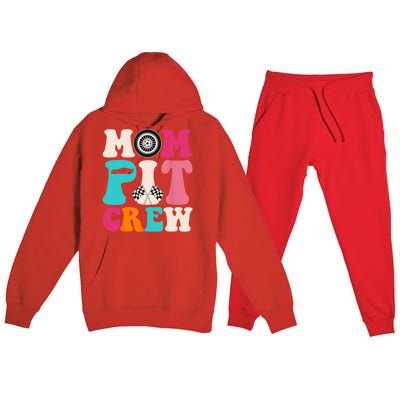 Mom Pit Crew Race Car Birthday Party Racing Mothers Day Premium Hooded Sweatsuit Set