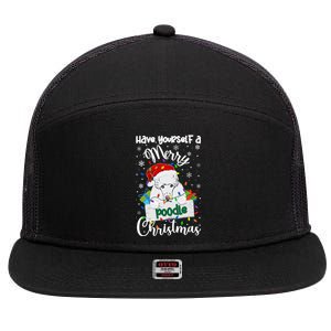 Merry Poodle Christmas Poodle Xmas Party Poodle Gift 7 Panel Mesh Trucker Snapback Hat