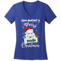 Merry Poodle Christmas Poodle Xmas Party Poodle Gift Women's V-Neck T-Shirt