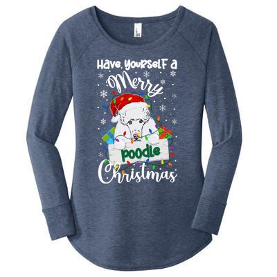 Merry Poodle Christmas Poodle Xmas Party Poodle Gift Women's Perfect Tri Tunic Long Sleeve Shirt