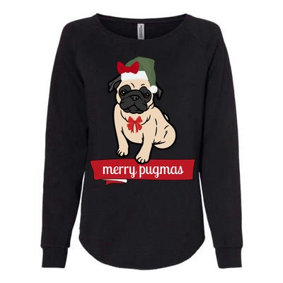 Merry Pugmas Christmas Funny Dog Santa Pug Santa Hat Womens California Wash Sweatshirt