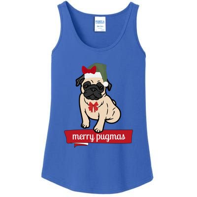 Merry Pugmas Christmas Funny Dog Santa Pug Santa Hat Ladies Essential Tank