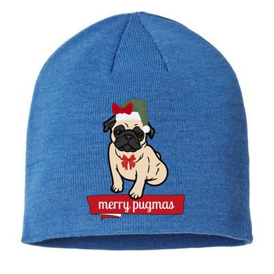 Merry Pugmas Christmas Funny Dog Santa Pug Santa Hat Sustainable Beanie