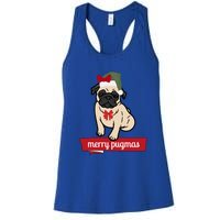 Merry Pugmas Christmas Funny Dog Santa Pug Santa Hat Women's Racerback Tank