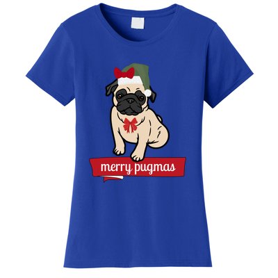 Merry Pugmas Christmas Funny Dog Santa Pug Santa Hat Women's T-Shirt