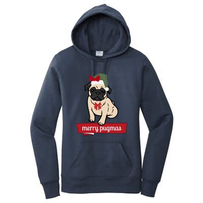 Merry Pugmas Christmas Funny Dog Santa Pug Santa Hat Women's Pullover Hoodie