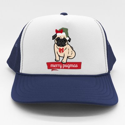 Merry Pugmas Christmas Funny Dog Santa Pug Santa Hat Trucker Hat