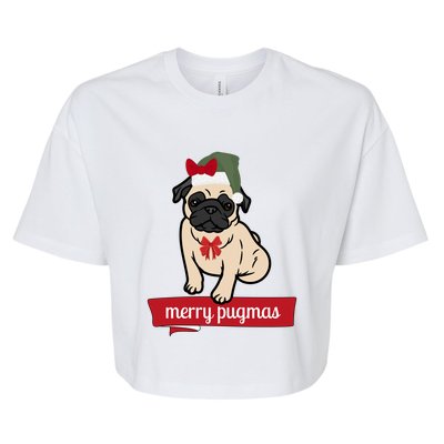 Merry Pugmas Christmas Funny Dog Santa Pug Santa Hat Bella+Canvas Jersey Crop Tee