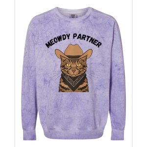 Meowdy Partner Cat Funny Cow Western Premium Colorblast Crewneck Sweatshirt