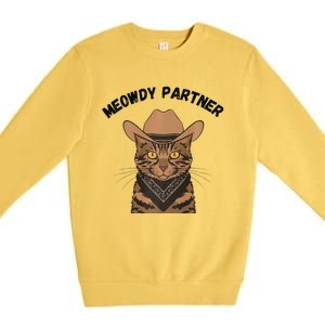 Meowdy Partner Cat Funny Cow Western Premium Premium Crewneck Sweatshirt