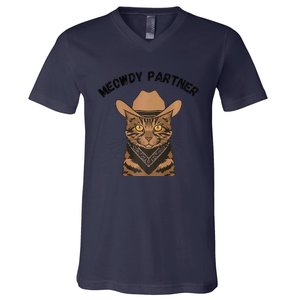 Meowdy Partner Cat Funny Cow Western Premium V-Neck T-Shirt