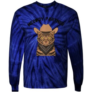 Meowdy Partner Cat Funny Cow Western Premium Tie-Dye Long Sleeve Shirt