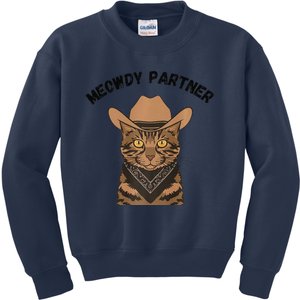 Meowdy Partner Cat Funny Cow Western Premium Kids Sweatshirt