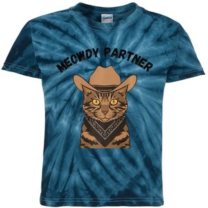 Meowdy Partner Cat Funny Cow Western Premium Kids Tie-Dye T-Shirt