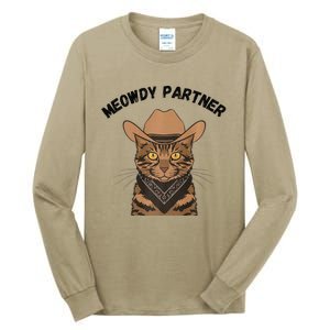 Meowdy Partner Cat Funny Cow Western Premium Tall Long Sleeve T-Shirt