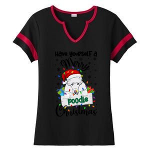 Merry Poodle Christmas Poodle Xmas Party Poodle Gift Ladies Halftime Notch Neck Tee