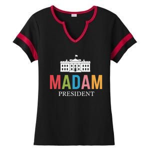 Madam President Colorful White House Leaders Gift Ladies Halftime Notch Neck Tee