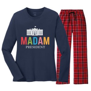 Madam President Colorful White House Leaders Gift Women's Long Sleeve Flannel Pajama Set 