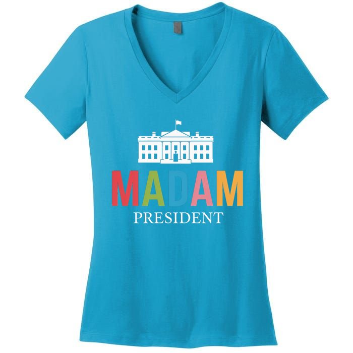 Madam President Colorful White House Leaders Gift Women's V-Neck T-Shirt