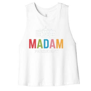 Madam President Colorful White House Leaders Gift Women's Racerback Cropped Tank