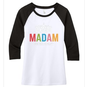 Madam President Colorful White House Leaders Gift Women's Tri-Blend 3/4-Sleeve Raglan Shirt