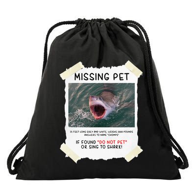 Missing Pet Cool Unique Funny Great White Shark Drawstring Bag