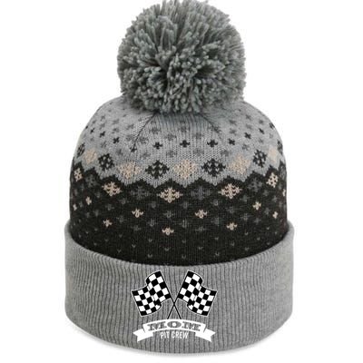 Mom Pit Crew For Race Car Party Gift Dark Cool Gift The Baniff Cuffed Pom Beanie