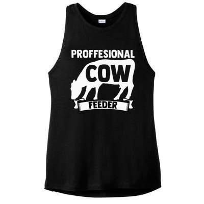 Mooing Professional Cow Feeder Calf Lover Barn Ranch Owner Ladies PosiCharge Tri-Blend Wicking Tank