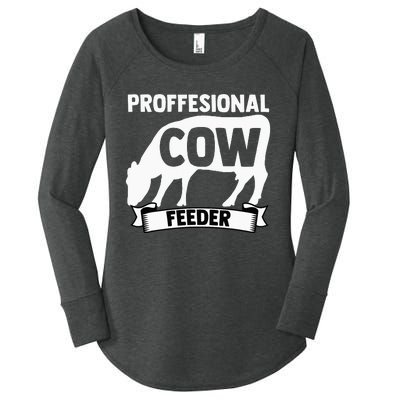 Mooing Professional Cow Feeder Calf Lover Barn Ranch Owner Women's Perfect Tri Tunic Long Sleeve Shirt