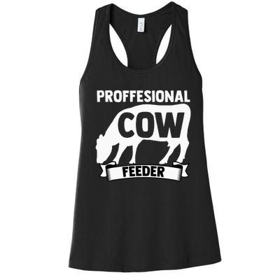 Mooing Professional Cow Feeder Calf Lover Barn Ranch Owner Women's Racerback Tank