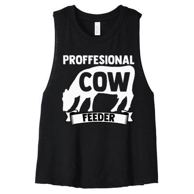 Mooing Professional Cow Feeder Calf Lover Barn Ranch Owner Women's Racerback Cropped Tank