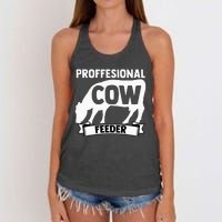 Mooing Professional Cow Feeder Calf Lover Barn Ranch Owner Women's Knotted Racerback Tank