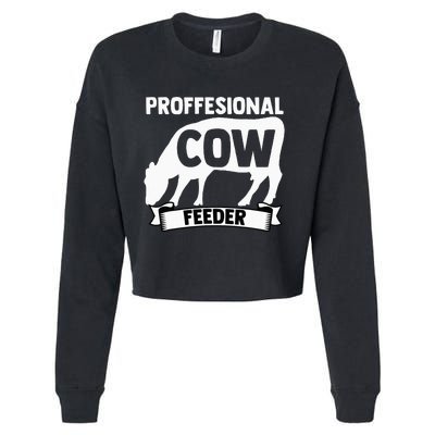 Mooing Professional Cow Feeder Calf Lover Barn Ranch Owner Cropped Pullover Crew