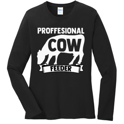 Mooing Professional Cow Feeder Calf Lover Barn Ranch Owner Ladies Long Sleeve Shirt