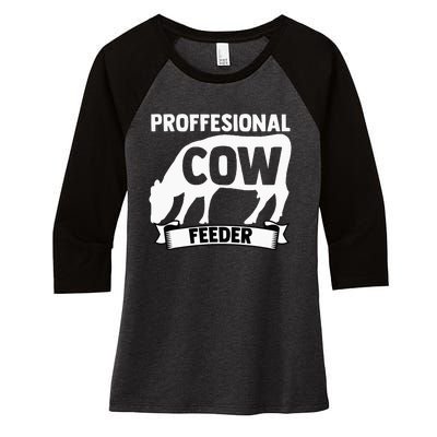 Mooing Professional Cow Feeder Calf Lover Barn Ranch Owner Women's Tri-Blend 3/4-Sleeve Raglan Shirt