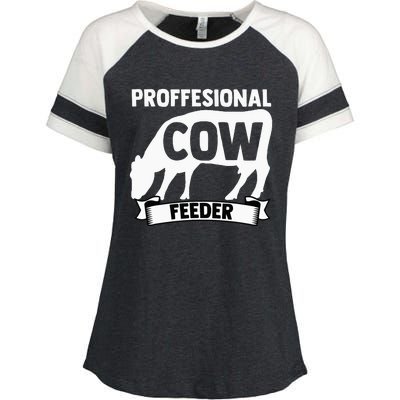 Mooing Professional Cow Feeder Calf Lover Barn Ranch Owner Enza Ladies Jersey Colorblock Tee