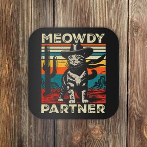 Meowdy Partner Cat Cowboy Hat Howdy Funny Country Western Coaster