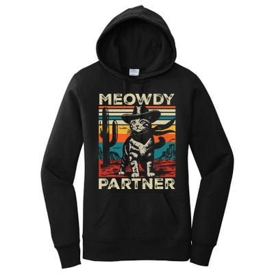 Meowdy Partner Cat Cowboy Hat Howdy Funny Country Western Women's Pullover Hoodie