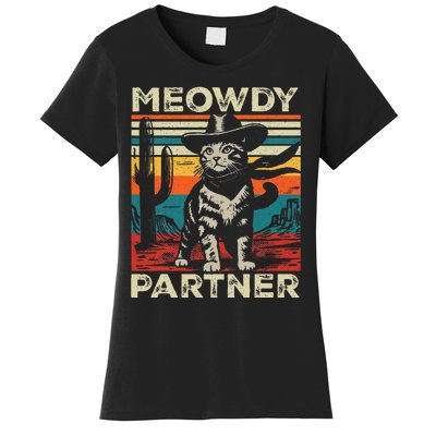 Meowdy Partner Cat Cowboy Hat Howdy Funny Country Western Women's T-Shirt