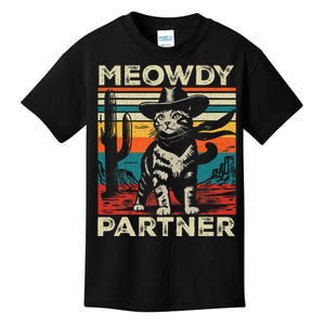 Meowdy Partner Cat Cowboy Hat Howdy Funny Country Western Kids T-Shirt